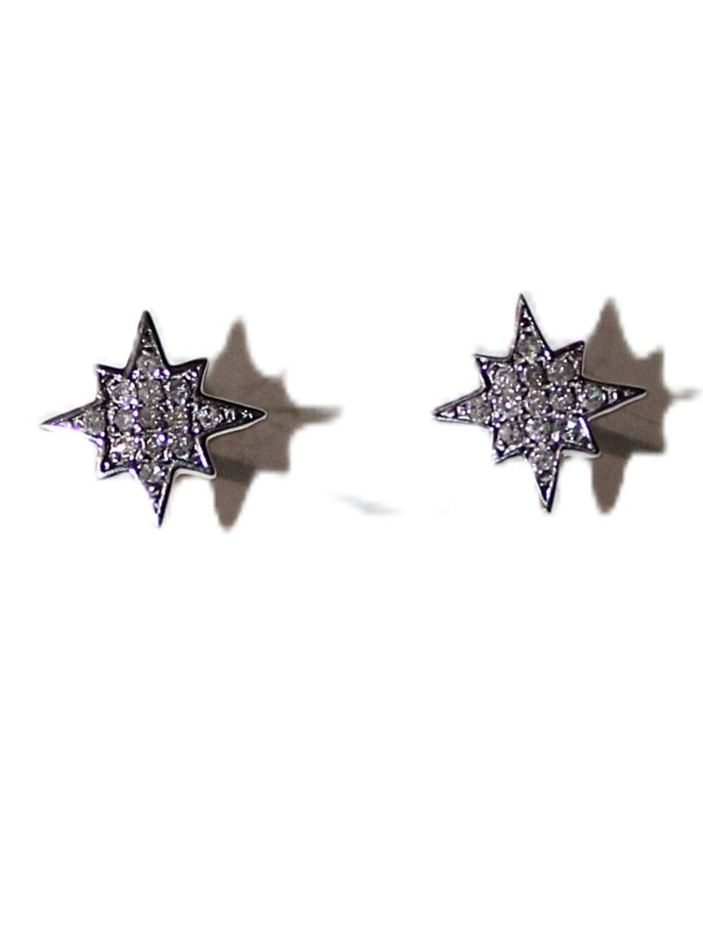 Effy Sterling Silver Pave Diamond Minimalist Star Stud Earrings